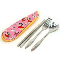 Creative zippered canvas bag travel bag stainless steel tableware three sets spoon Fork chopsticks three sets