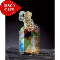  Punch five diamonds and six folds Ancient glass seal Xias Glass E-045-Zodiac Monkey seal L