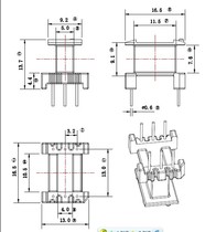 Transformer inductance EE13 widens transformer skeleton