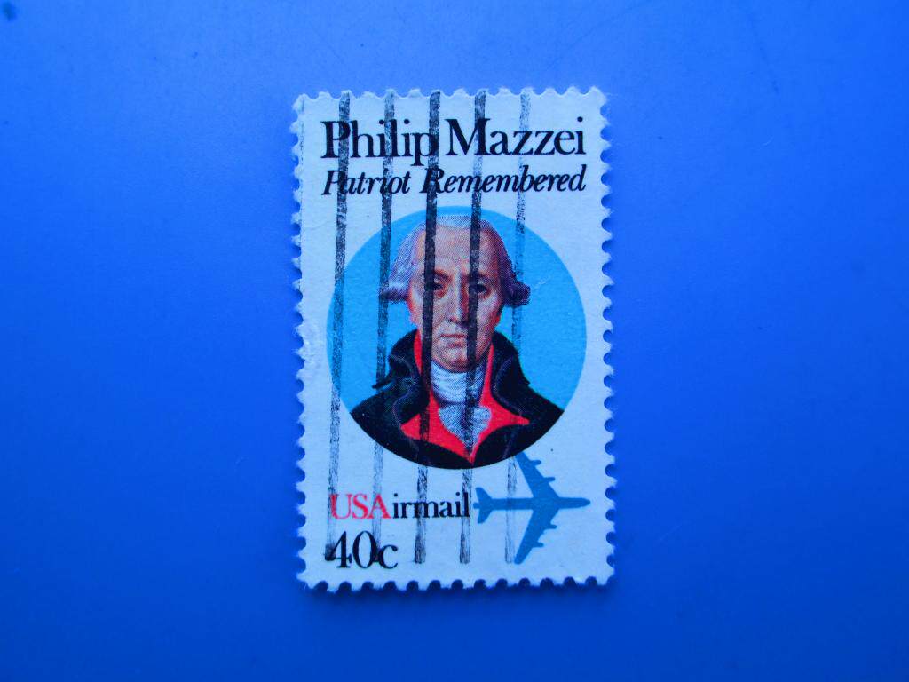 Foreign Stamp America 1980 Birth of Italian American Statesman Philip Mazione pin 1 All