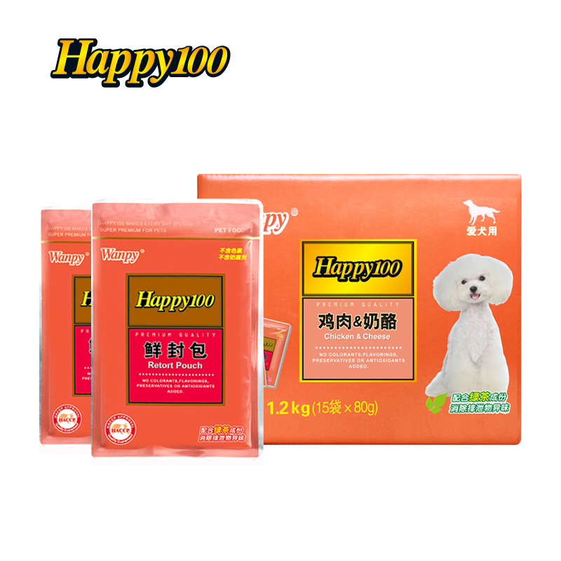 顽皮美妙鲜封包 狗罐头湿粮包 鸡肉奶酪80g*12包 泰迪比熊零食