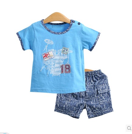 包邮丽婴十八坊婴儿套装新款男童夏装宝宝纯棉套装外出服套7892