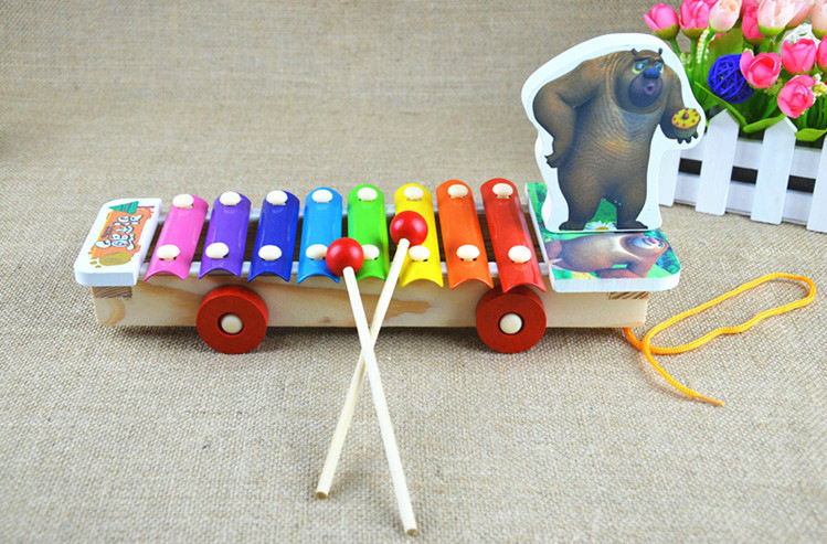 Wooden Percussion Instrument 8 Syllables Drag hands on violin 1-2-3-year-old baby Child puzzle early to teach music toy