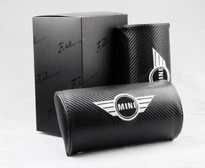 宝马迷你MINI头枕 coope clubman one 车标 碳纤维 头枕颈枕护颈