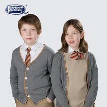 Lan Shi Childrens clothing British College childrens dark ash sweater MK-5706-D