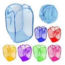 Large folding color NET family clothes basket white net dirty clothes basket IKEA ocean ball storage basket laundry basket dirty clothes basket