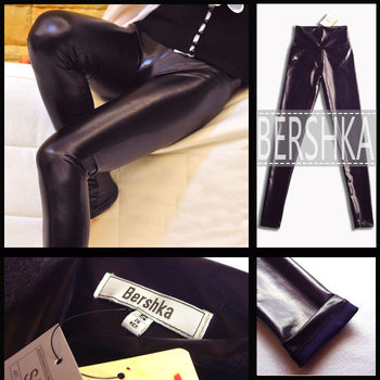 Classic Original Style Returns! Glossy Faux Leather Pants, High-Waisted Long Pants, Leggings, Black and Purple