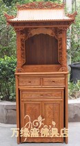 Supplies for Buddha: Purely hand-carved camphor wood lotus column roof cabinet altar altar shrine altar table