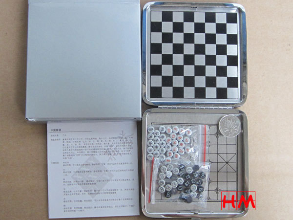 Chess Chinese chess two-in-one leather packaging Aluminum metal magnetic high-grade