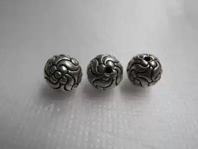 12mm hollow carved beaded ethnic handmade Miao silver buckle antique Buddha beads accessories