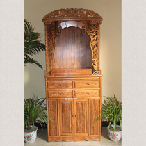 Lotus column cabinet solid wood Buddhist niche Buddhist altar and niche customization Buddhist hall decoration standing cabinet Buddhist cabinet sacred cabinet