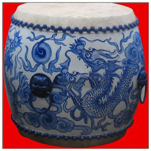 12 inch blue porcelain drum with drum painted blue porcelain ; gold drum ; drum