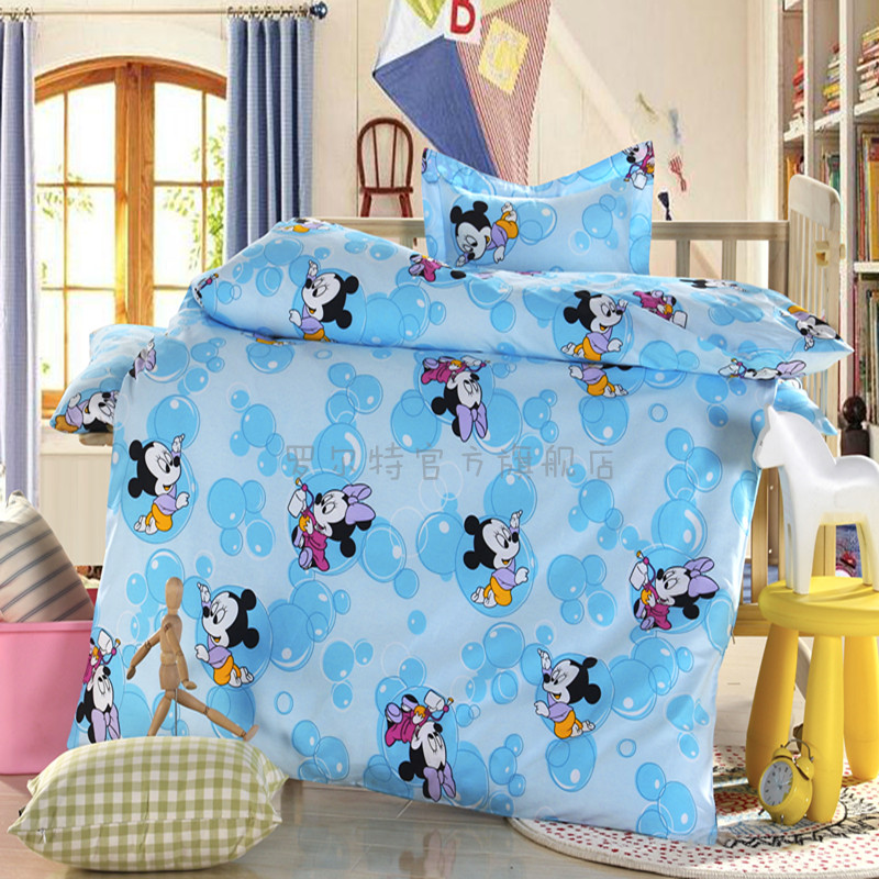Roerte kindergarten three-piece cotton quilt cover pillowcase cushion quilt cover Mickey Bubble