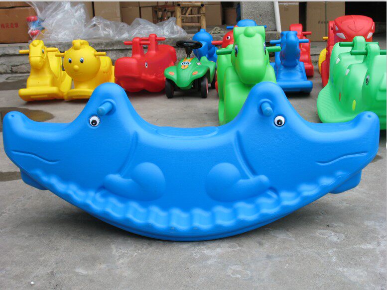 Kindergarten indoor and outdoor double plastic seesaw toy Trojan horse children animal rocking horse seesaw special offer