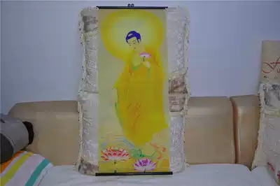 Bound Buddha cloth painting scroll axis Amitabha Buddha icon height 60 cm limited to one