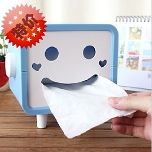 Tissue Box Cute Cartoon Square Smiley Roll Toilet Paper Removable Tissue Household Tissue Box Tissue Tube Valentine's Gift