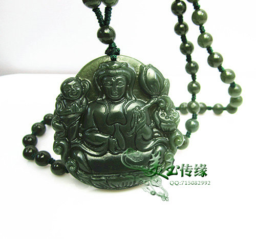 Xinjiang Hetian jade sapphire pendant natural Hetian jade mother and child jade brand mother and child Guanyin pendant to send child Guanyin