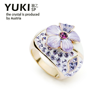 YUKI饰品 奥地利水晶戒指指环星雨花儿女款士友礼物