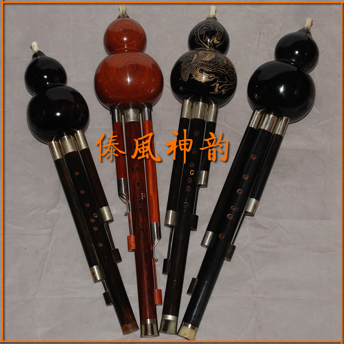 Dai wind charm Burmese black red sandalwood white copper three-tone detachable and adjustable professional playing type cucurbit silk major
