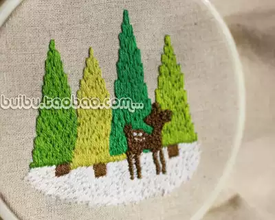 Pine tree deer embroidery material package student manual class homework tutorial diy Christmas gift small tree wall wall decoration