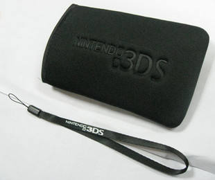 3DS soft bag, 3DS fabric bag with wristband, black NDSI NDSL universal fabric bag