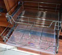 Wei Wanhe cabinet stainless steel basket kitchen three sides thick pull basket double drawer type pull basket