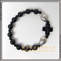 Rosary Rosary-Pisces black agate hand decorated rosary