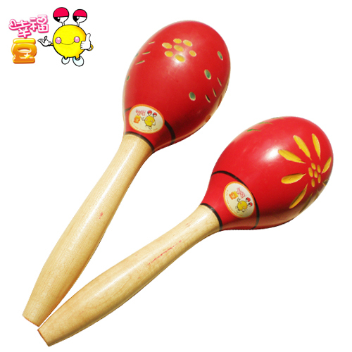 Happiness Bean: Orff musical instrument wooden carved sand hammer Sand hammer Large sand ball (25cm) carved flower sand hammer