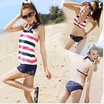 Counter sanqi swimwear high quality fabric four piece flat corner split bikini swimsuit women 12017