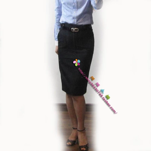 Qingcang Spring и Summer Pright Skirt Black Fine Stripes После раскола в средней юбке одна штифта с XS 25