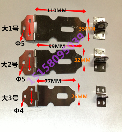 Thickened stainless steel buckle buckle sheet door chain buckle old-fashioned buckle door buckle large 1 Number