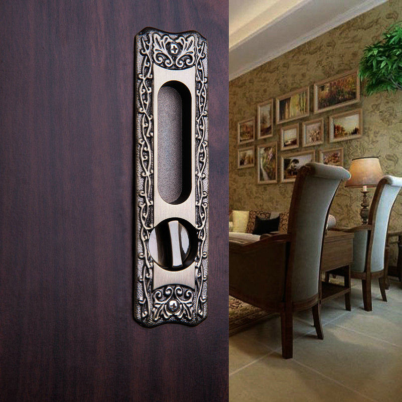 German Hongying bronze sliding door lock European antique sliding door lock pattern flat sliding door hanging sliding door hook lock