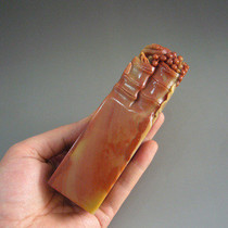 Natural Shoushan Stone Seal Square Octopus Engraving Character Pattern