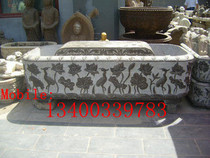 Stone carving flower pot imitation ancient fish tank Han white jade fish tank Qingshi made of old stone fish tank stone carving pendulum piece 003