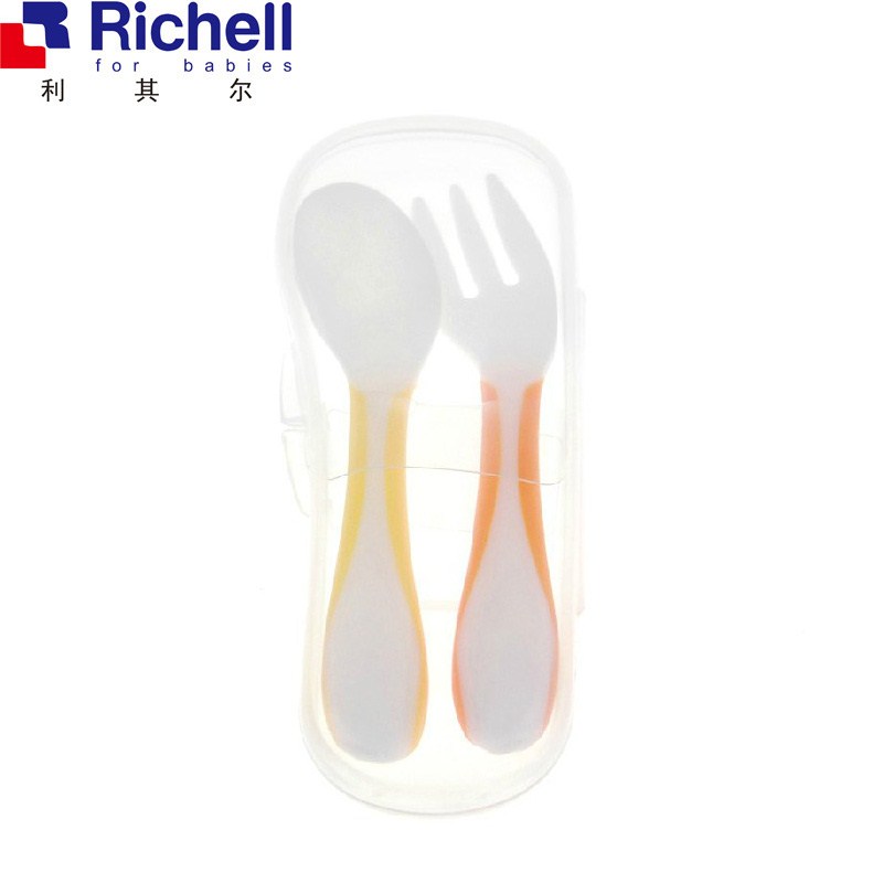 日本利其尔Richell UF婴儿用餐具匙叉套装（盒装） R986820