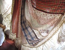 Caramel Macchiato ~~ French country vintage handmade patchwork curtains custom