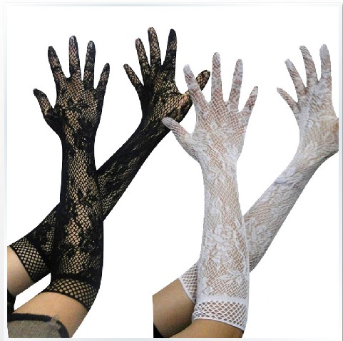 New transparent lace hollow super elastic gloves bride nurse maid sexy underwear accessories sexy