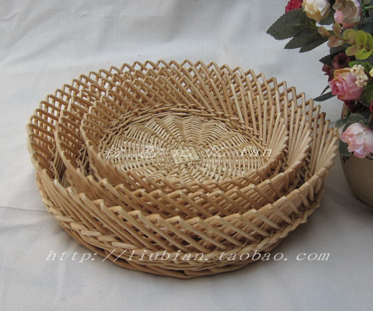 Rattan fruit plate willow fruit basket snack basket tray bowl mat washable storage basket bread plate cake basket steamed bread basket