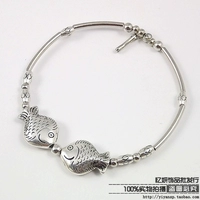 Trang sức bạc dân tộc bangle Bán buôn Thủ công gốc Thời trang Retro Miao bạc cá nữ vòng tay 5043 vòng tay bạc