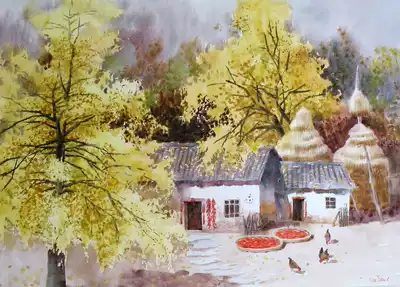 Famous works Watercolor paintings Original hand-painted landscape paintings Realistic golden home collection gift decoration