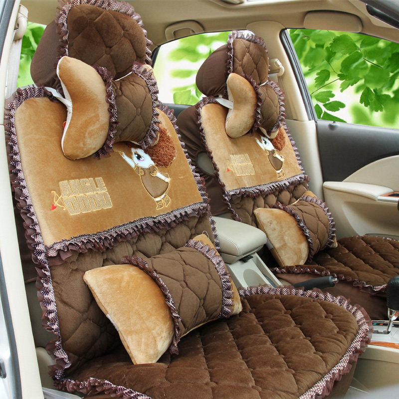 汽车坐垫冬季新款小轿车座垫四季通用可爱女士卡通全包车垫套座套