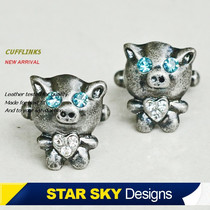Star Dawn ● Blue Eye Love Men Pig Man Cufflinks Cuff Stud French Shirt Button Gift Box XK1725