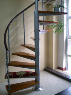 Manufacturer Direct Middle Column Swivel Stairs Loft Stairs Steel Wood Stairway Guard Rail Armrest