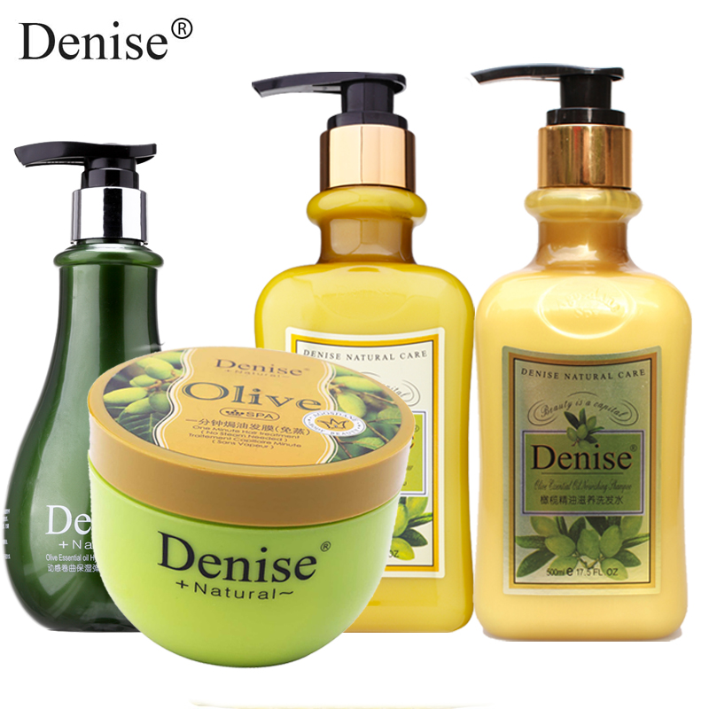 denise橄橄精油洗发水500ml+护发素+发膜+橄榄弹力素250ml套装