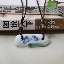 High-end ceramic jewelry personalized fashion jewelry pendants fine blue and white ethnic cultural pendants