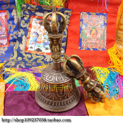 Nepali Buddhist pure handmade patterned face Five strands of gold Just Suzuki's pestle length 15CM Suzuki 6 4CM