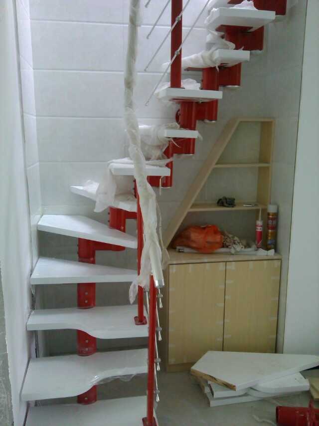 Manufacturer Customized Steel Wood Integral Stairway Home Loft Stairs Left And Right Step Duplex Stairs Small Stairs L Type