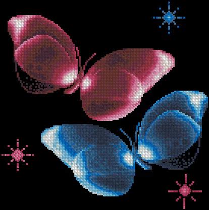 Ultra Clear Colored Cross Stitch Redrawing Drawings Source File 0 Lavender-Butterfly Romance