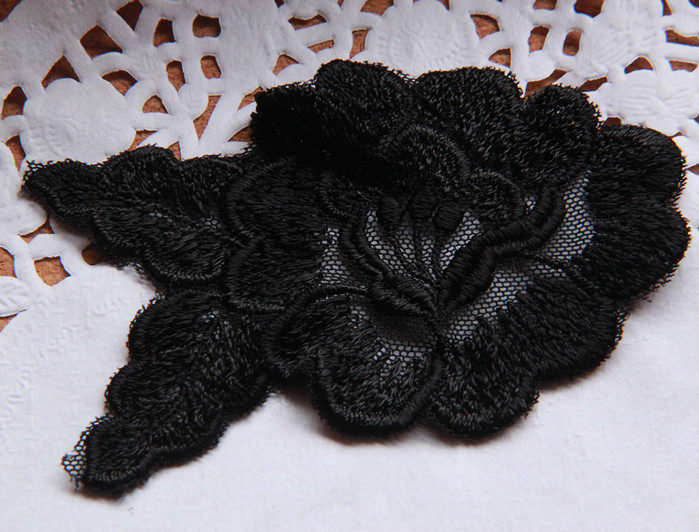 97 handmade DIY clothing accessories lace embroidered black soft net fine wedding dresses flower cloth patch with patched patina flower