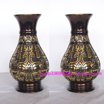 Ju Buddha Pavilion Taiwan Bronze incense burner Furnace glass Buddha Cup * Great ancient pattern copper vase regular copper (1 pair)